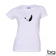 Дамска вталена бяла тениска с щампа - Перо