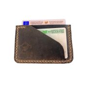 Портфейл за карти от 100% естествена тъмнокафява кожа 
