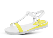 Бели дамски сандали с жълти елементи