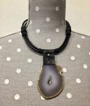 Hand-made agate and leather necklace