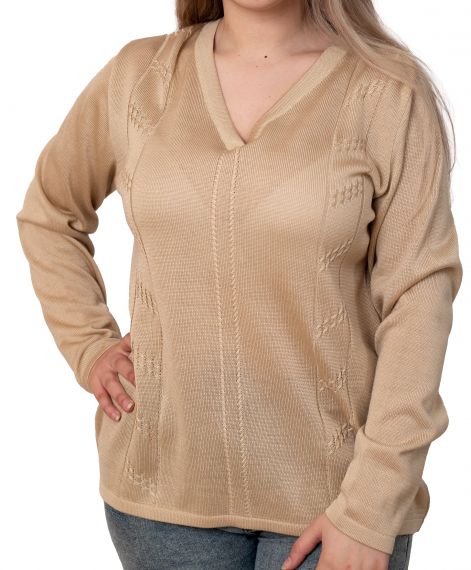 Дамска блуза в бежов цвят от 100% акрил