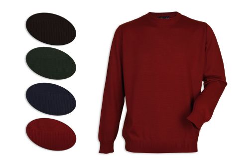 Класически мъжки пуловер - около врата в цвят керемида