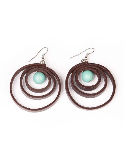 Обеци от кожа - Helix turquoise