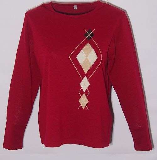 Дамски пуловер в цвят бордо - Ромб