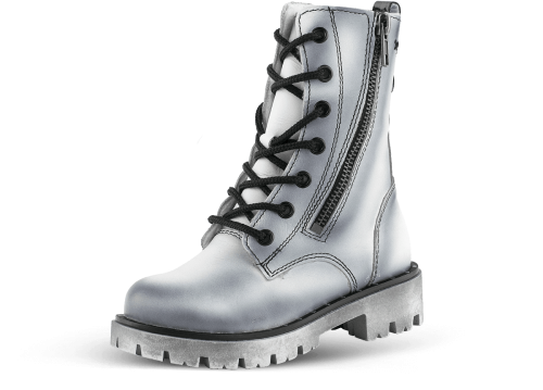 White children's boots with zips and shoelaces