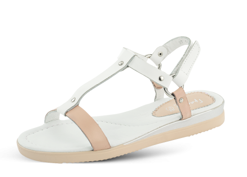 Ladies' sandals in pink and white