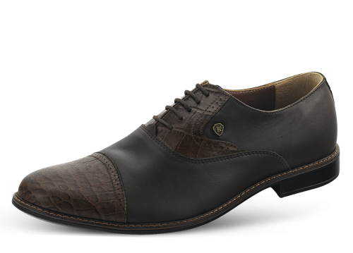 MEN'S FORMAL SHOES IN BROWN WITTH LACES AND CROCODOLIE-LIKE DETAILS