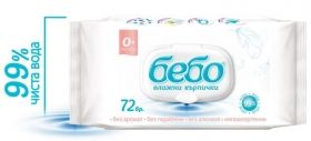 Wet wipes - bebo 72 pcs. with water – Cap
