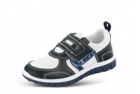Бели детски спортни обувки със сини елементи