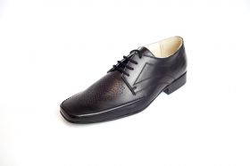 Мъжки официални обувки с перфорация от черна естествена кожа