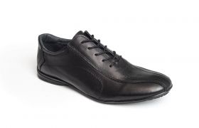 Мъжки черни официални обувки от естествена кожа