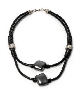 Elegant Leather Necklace - Squares