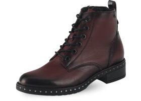 Ladies' boots with an impressive footbed in claret color