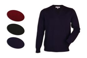 Мъжки пуловер с шпиц деколте в тъмносин цвят