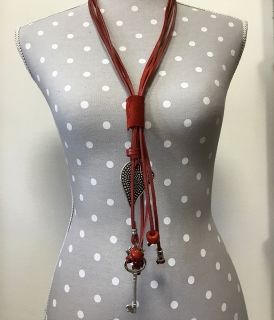 Long Leather Necklace - Key for the heart