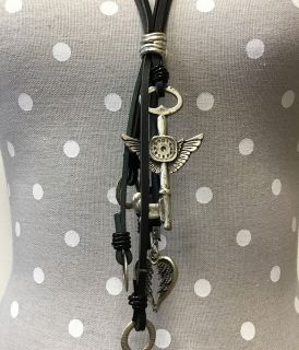 Long Leather Necklace - Key