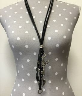 Long Leather Necklace - Key