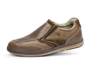 MEN'S CASUAL SHOES IN BROWN COLOR WITH METAL LOGO