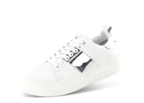 White women's sneakers with silver elements